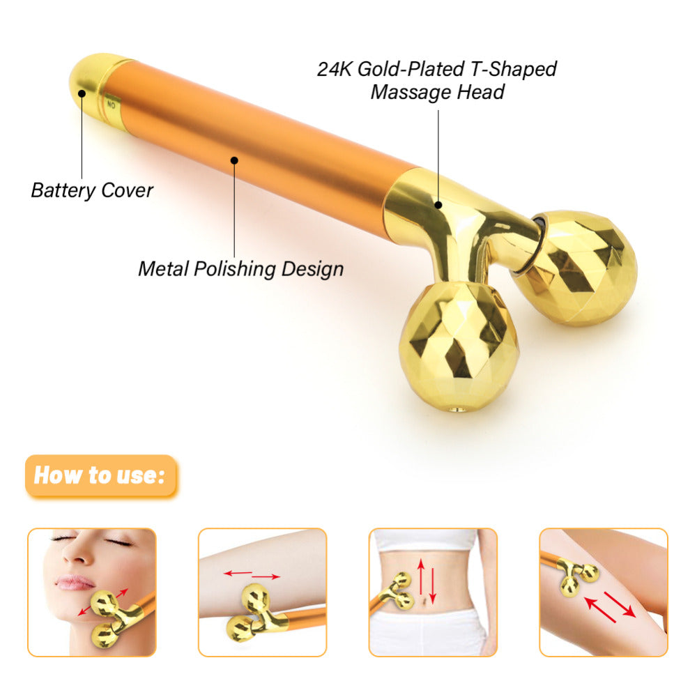 24k Golden Vibrating Facial Roller