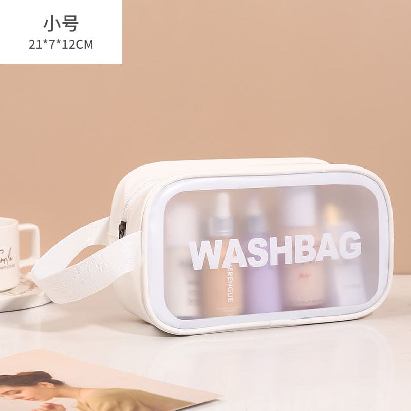 Transparent Cosmetic Bag, Translucent PVC Toiletry Bag, PU Frosted Bathing And Swimming Storage Bag, Six-piece Set, Large Capacity For Women