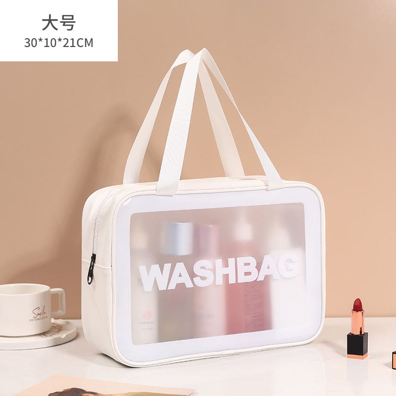 Transparent Cosmetic Bag, Translucent PVC Toiletry Bag, PU Frosted Bathing And Swimming Storage Bag, Six-piece Set, Large Capacity For Women