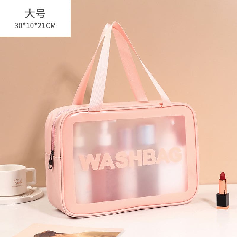 Transparent Cosmetic Bag, Translucent PVC Toiletry Bag, PU Frosted Bathing And Swimming Storage Bag, Six-piece Set, Large Capacity For Women