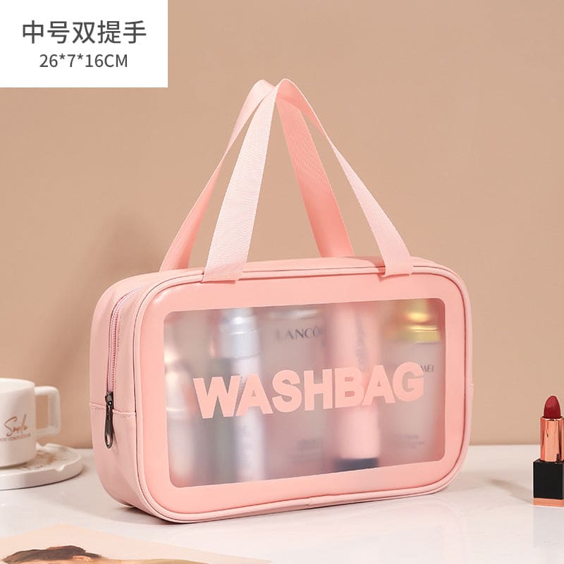 Transparent Cosmetic Bag, Translucent PVC Toiletry Bag, PU Frosted Bathing And Swimming Storage Bag, Six-piece Set, Large Capacity For Women