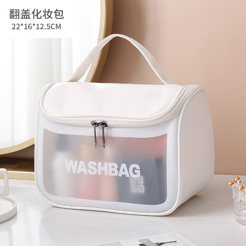 Transparent Cosmetic Bag, Translucent PVC Toiletry Bag, PU Frosted Bathing And Swimming Storage Bag, Six-piece Set, Large Capacity For Women