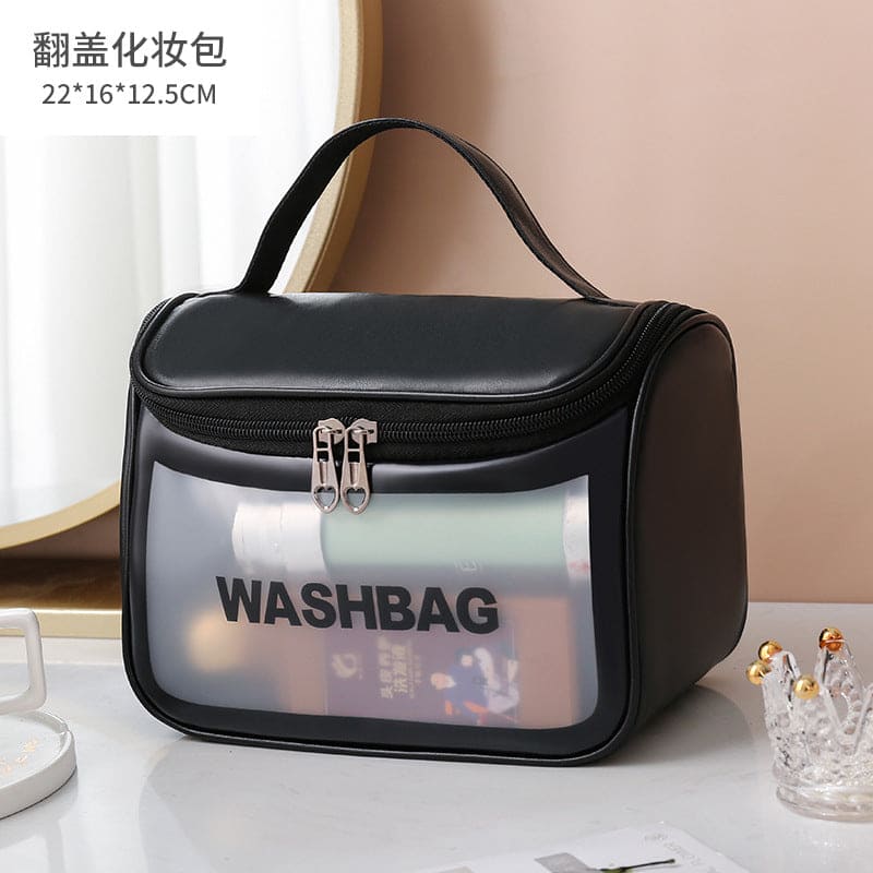 Transparent Cosmetic Bag, Translucent PVC Toiletry Bag, PU Frosted Bathing And Swimming Storage Bag, Six-piece Set, Large Capacity For Women