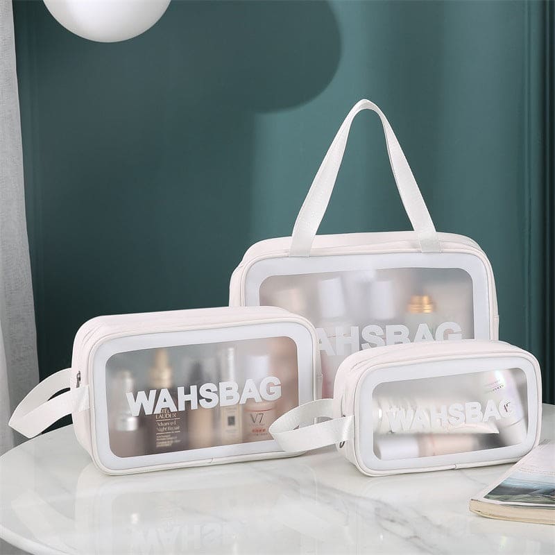 Transparent Cosmetic Bag, Translucent PVC Toiletry Bag, PU Frosted Bathing And Swimming Storage Bag, Six-piece Set, Large Capacity For Women