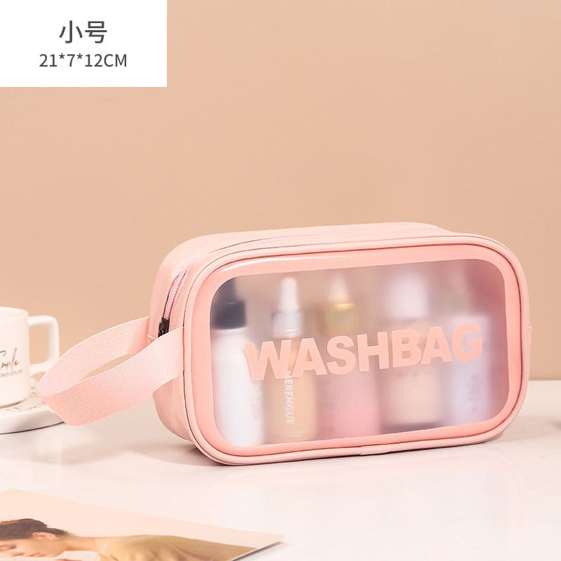 Transparent Cosmetic Bag, Translucent PVC Toiletry Bag, PU Frosted Bathing And Swimming Storage Bag, Six-piece Set, Large Capacity For Women