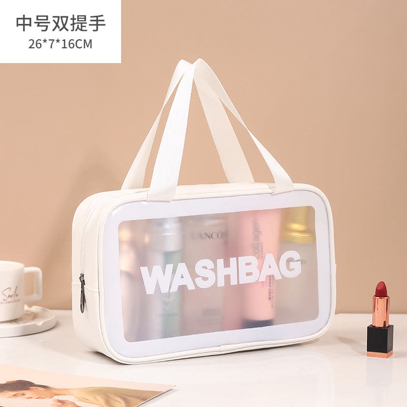 Transparent Cosmetic Bag, Translucent PVC Toiletry Bag, PU Frosted Bathing And Swimming Storage Bag, Six-piece Set, Large Capacity For Women