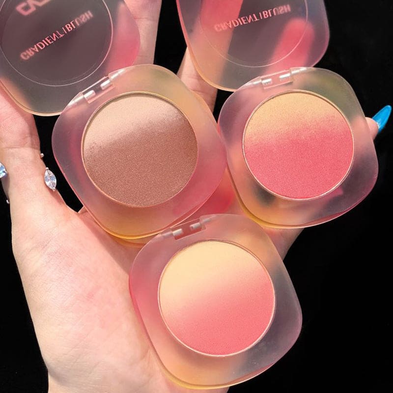 CVZ Three-color Gradient Blush Repair Plate Dirty Tea Pink Not Easy To Fly Powder Warm Color Blush Natural Nude Makeup Blush