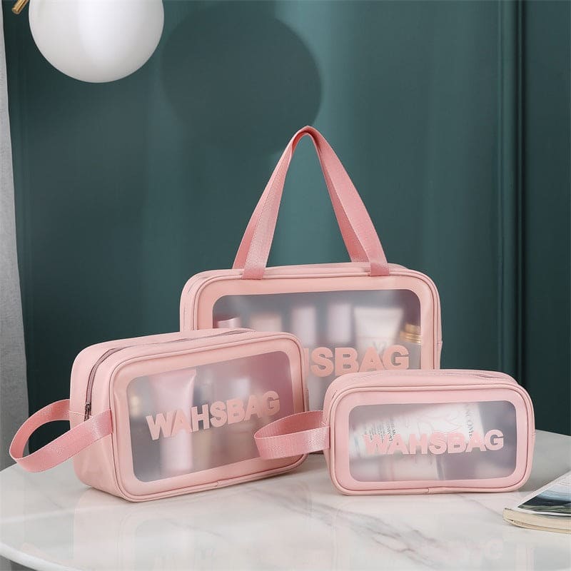 Transparent Cosmetic Bag, Translucent PVC Toiletry Bag, PU Frosted Bathing And Swimming Storage Bag, Six-piece Set, Large Capacity For Women