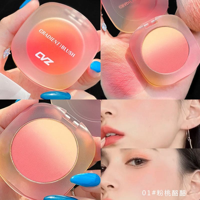 CVZ Three-color Gradient Blush Repair Plate Dirty Tea Pink Not Easy To Fly Powder Warm Color Blush Natural Nude Makeup Blush