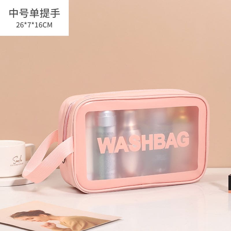 Transparent Cosmetic Bag, Translucent PVC Toiletry Bag, PU Frosted Bathing And Swimming Storage Bag, Six-piece Set, Large Capacity For Women