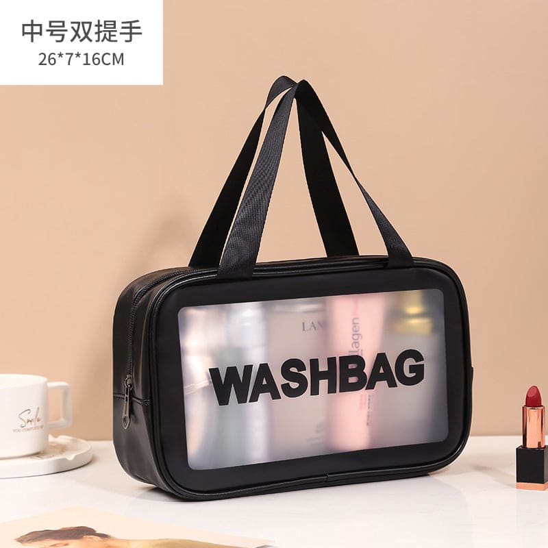 Transparent Cosmetic Bag, Translucent PVC Toiletry Bag, PU Frosted Bathing And Swimming Storage Bag, Six-piece Set, Large Capacity For Women