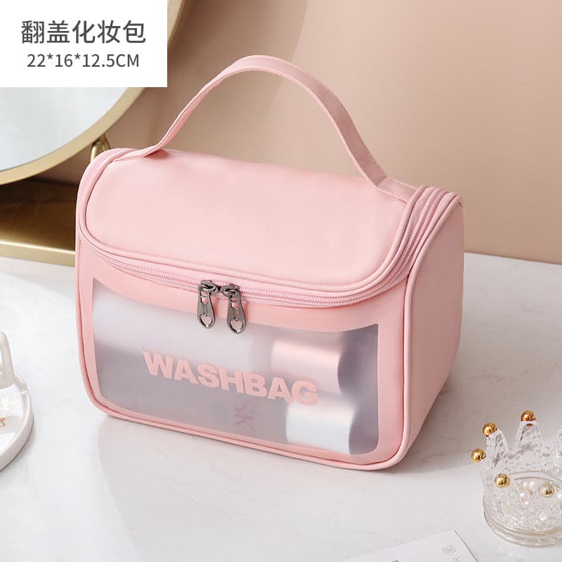 Transparent Cosmetic Bag, Translucent PVC Toiletry Bag, PU Frosted Bathing And Swimming Storage Bag, Six-piece Set, Large Capacity For Women