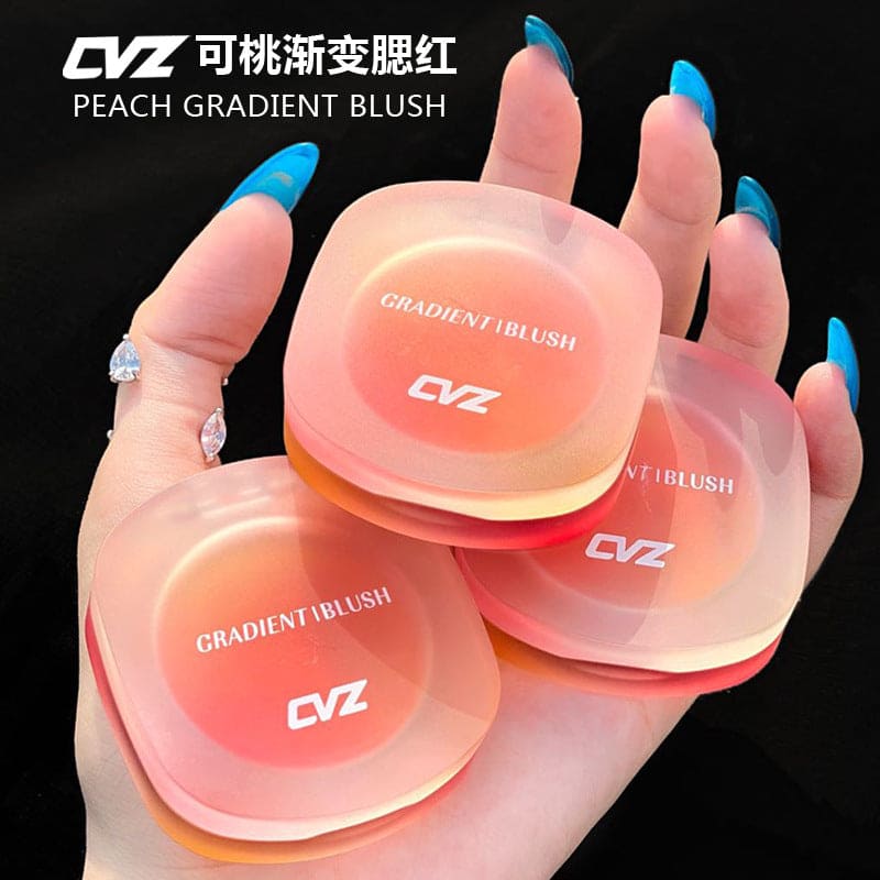 CVZ Three-color Gradient Blush Repair Plate Dirty Tea Pink Not Easy To Fly Powder Warm Color Blush Natural Nude Makeup Blush