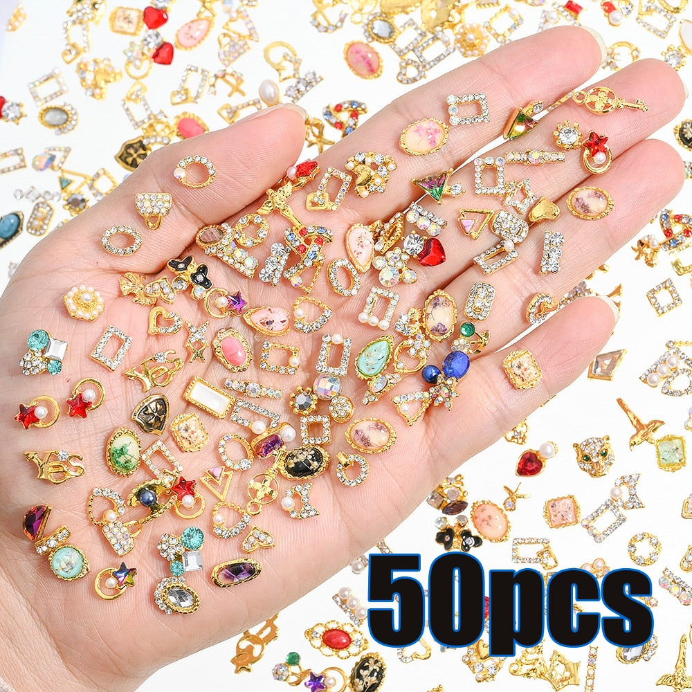 50Pcs Beautiful Metal Nails Art