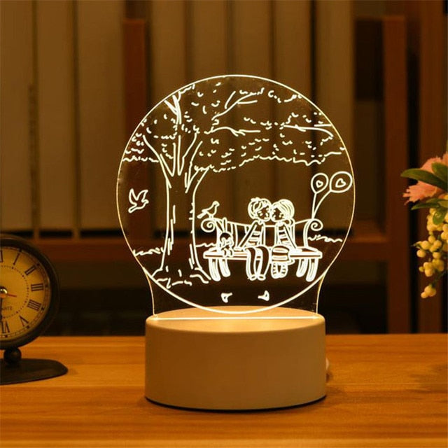 Romantic Love 3D Acrylic Led Lamp for Home