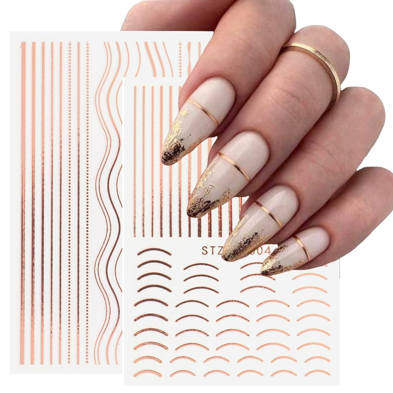 3D Lines Nail Stickers