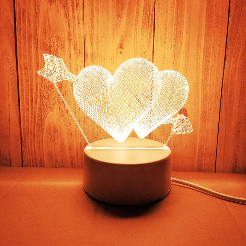 Romantic Love 3D Acrylic Led Lamp for Home