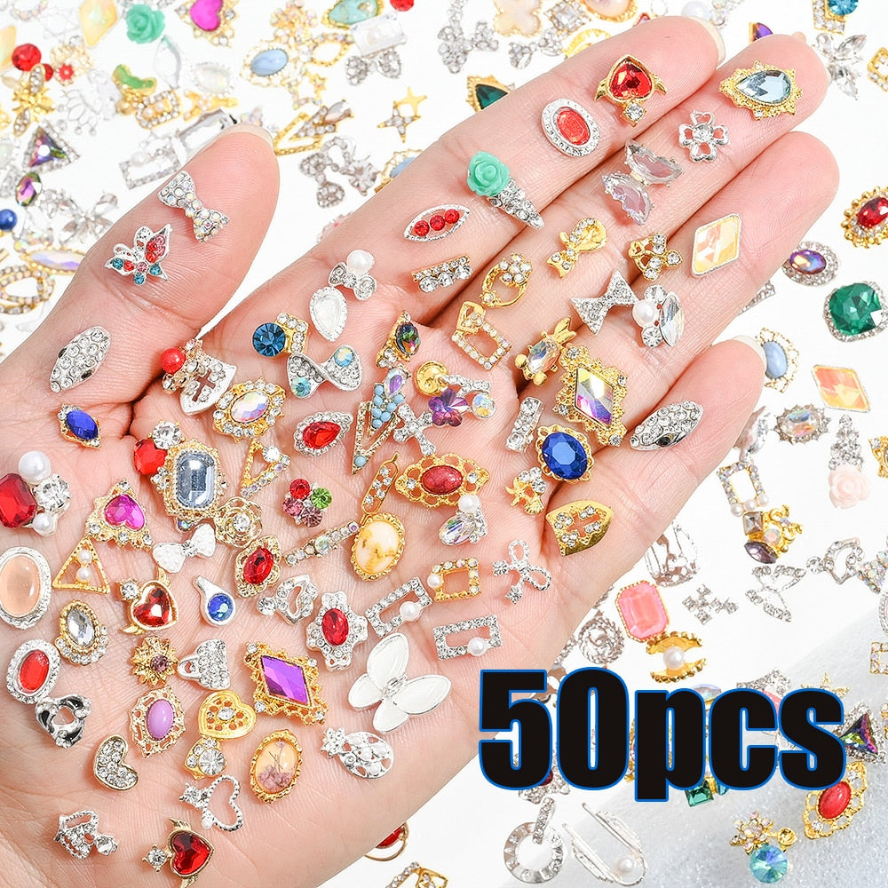 50Pcs Beautiful Metal Nails Art