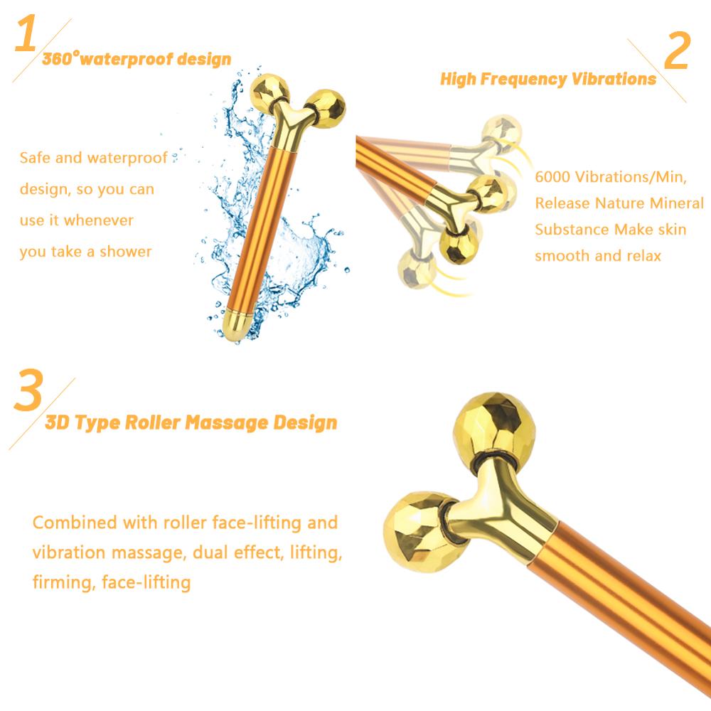 24k Golden Vibrating Facial Roller