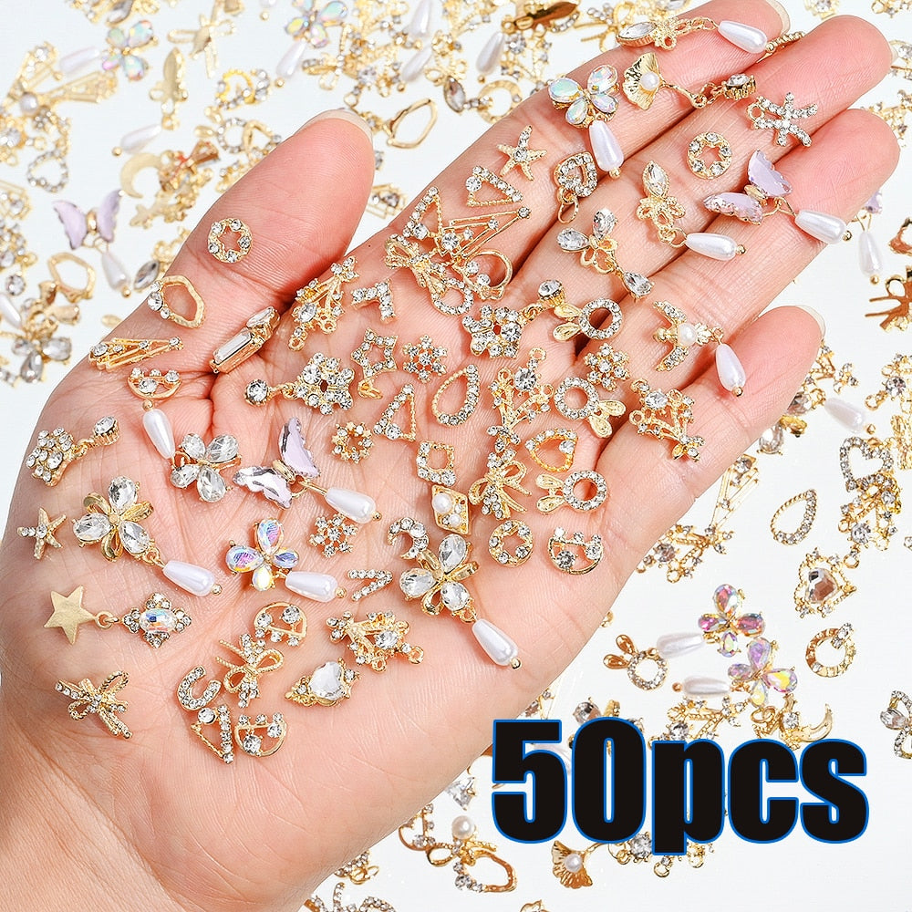 50Pcs Beautiful Metal Nails Art