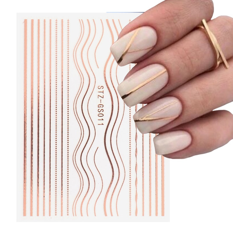 3D Lines Nail Stickers