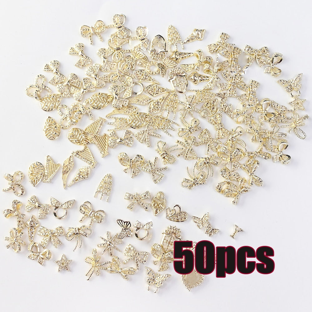 50Pcs Beautiful Metal Nails Art