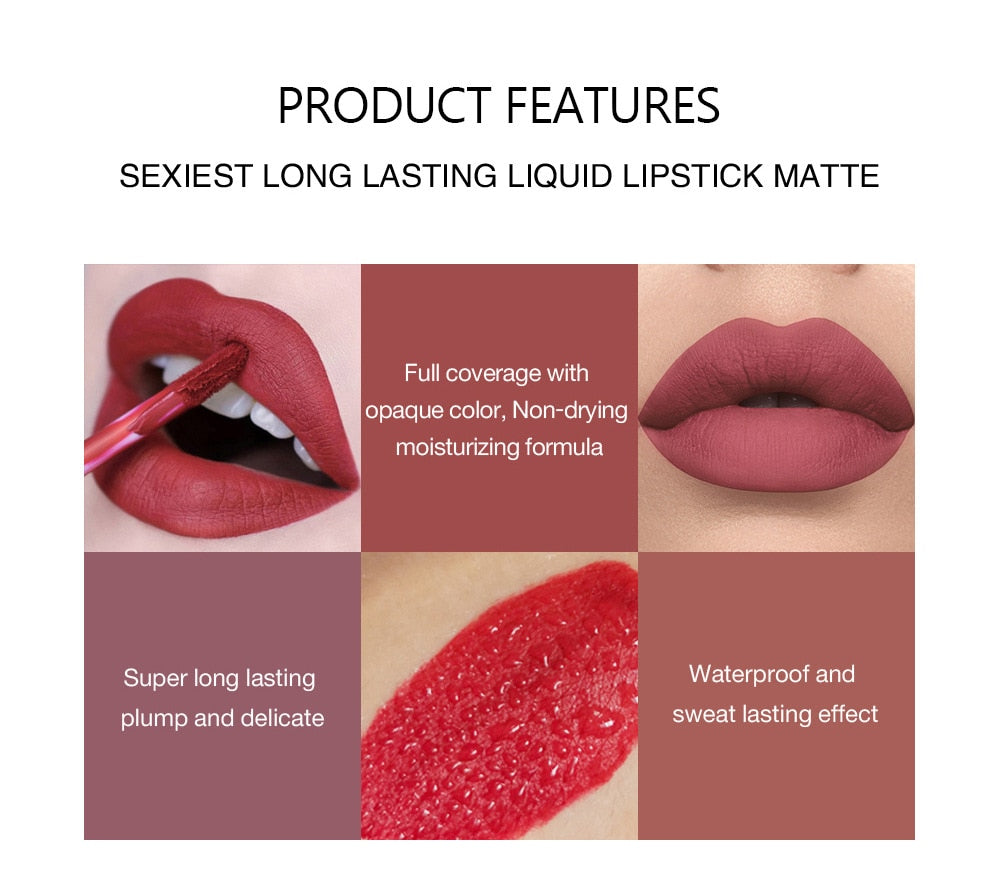 Matte Velvet Waterproof Long Lasting Lip Glosses