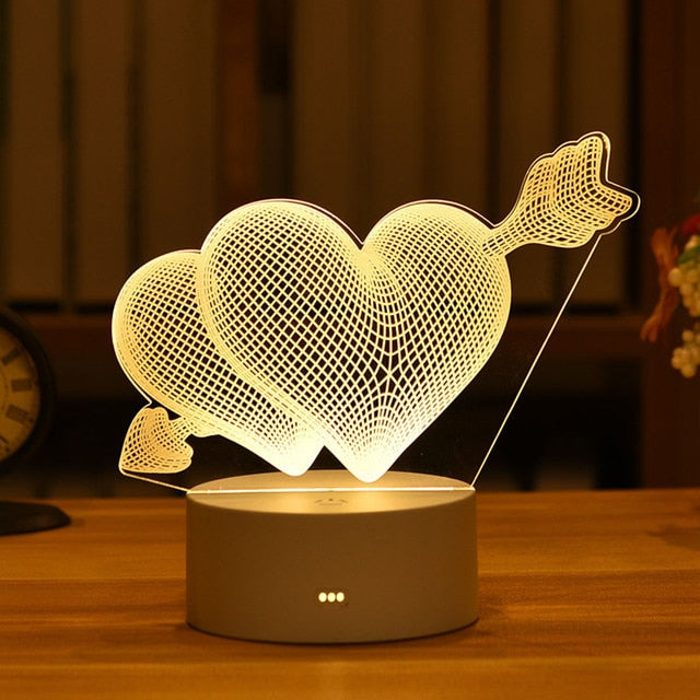 Romantic Love 3D Acrylic Led Lamp for Home