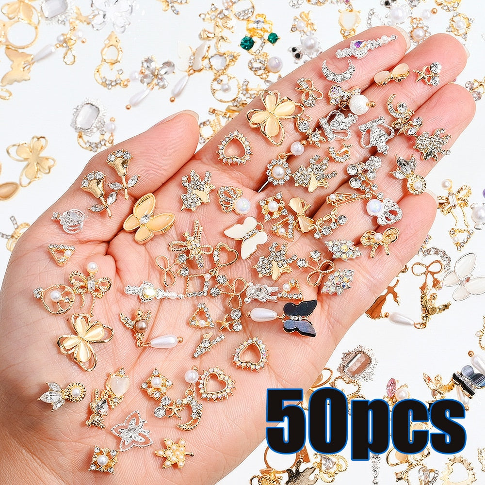 50Pcs Beautiful Metal Nails Art