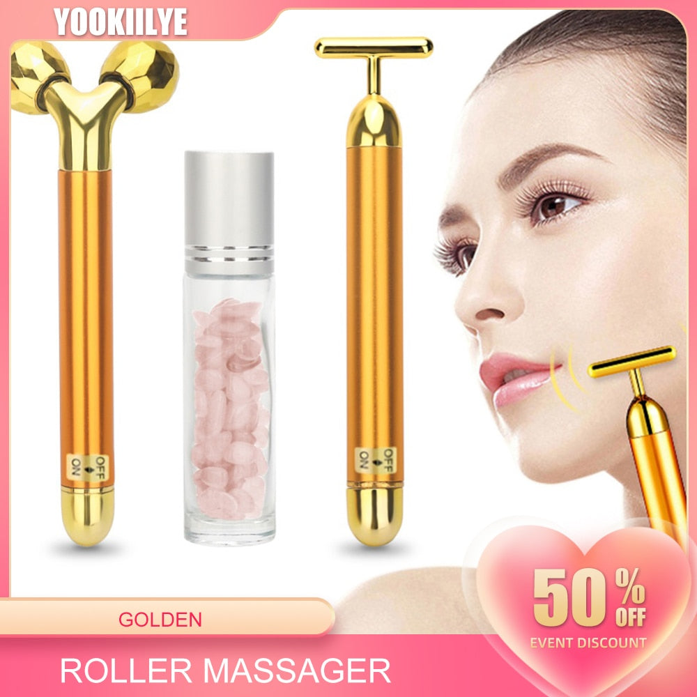 24k Golden Vibrating Facial Roller